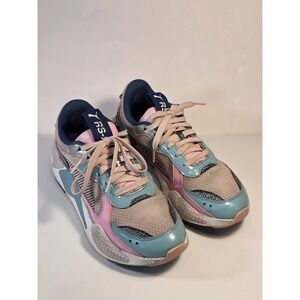 Puma RS-X Low Cut Running Shoes Blue/ Pink Youth Grils Size 6C RS-X 385769-01